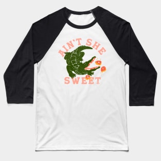 Ain't She Sweet Alligator & Donuts Design Baseball T-Shirt